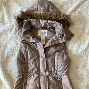 American Rag Women's Quilted Puff Vest Jacket Removeable Hood Size Small, box-B